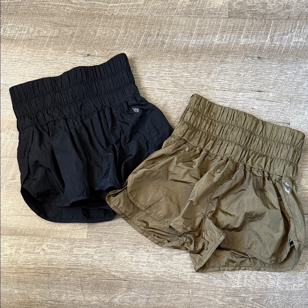 Free People Movement The Way Home Shorts Black & Olive Running Shorts Bundle XS